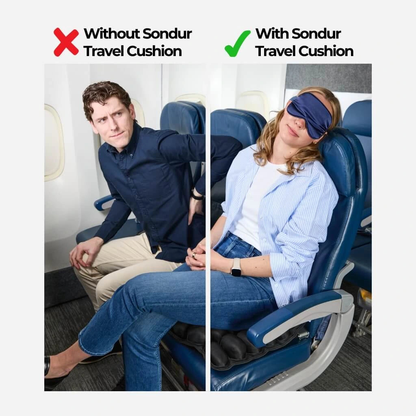 Sitting without and with the Sondur travel cushion